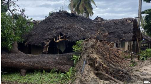 A house destroyed in Mafia Island as a result of Cyclone Hidaya on Saturday, May 4, 2024. Image/File. 